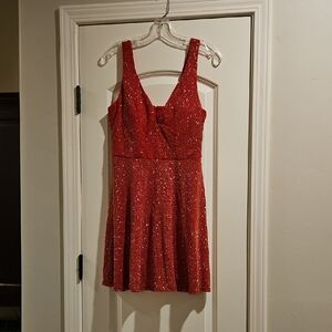 Crystal Doll Red Sequin Sleeveless Mini Dress